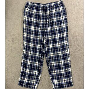 NWOT Lands' End Men's XL Flannel Pajama Pants Deep Sea Navy Ivory Plaid